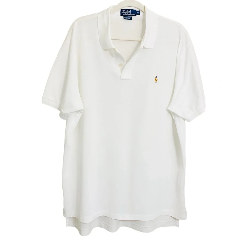 Ralph Lauren Men’s Crisp White‎ 100% Pima Cotton Embroidered Logo Polo Size XL